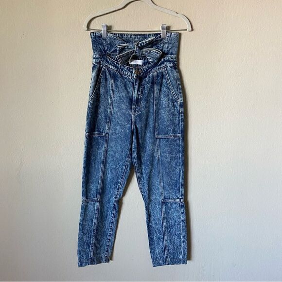 Jonathan Simkhai Blue Mullholland Jeans Crop High Rise Straight Leg Size 25 - Picture 6 of 10